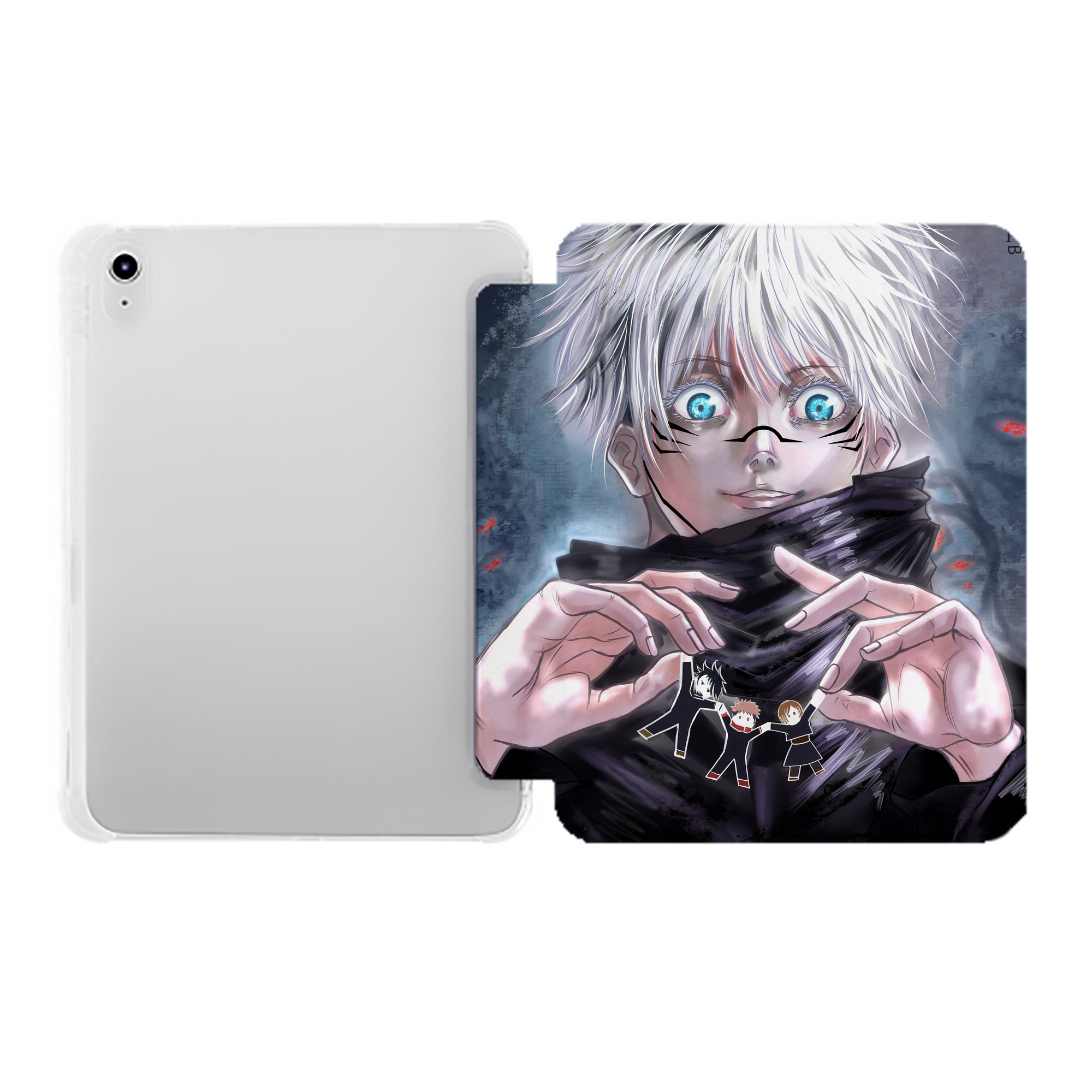 （画像用） 呪術廻戦 Jujutsu Kaisen IPad ケース ペン収納付き 三つ折りスタンド PUレザー×シリコン 対応機種9.5/10.5/10.9インチ